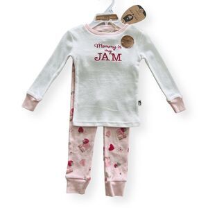 Rabbit + Bear Organic Pajamas 2 Piece Set Mommy is my Jam NWT